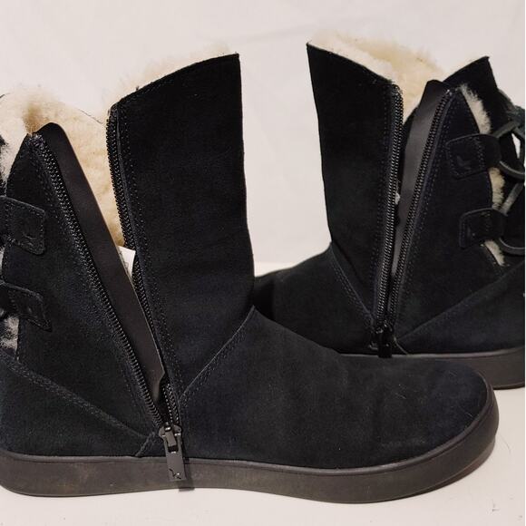 Koolaburra by UGG Shazi Short Boots Faux Fur Lined Suede Black Womens US 7 UK 5 - Picture 6 of 7